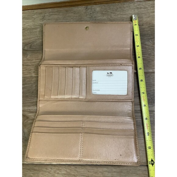 Vintage COACH Wallet Tri-Fold Chckbk Cover Clutch SOFT Leather Tan - Picture 6 of 8